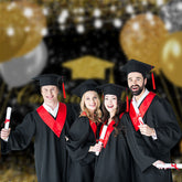 Aperturee - Balloons Gold Glitter Black Grad Backdrop For Photo